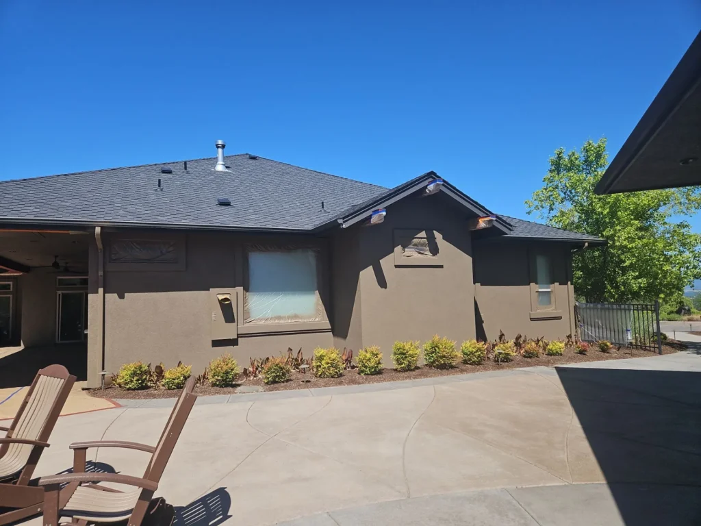 Exterior House Painting Preparation Residential exterior prepared for professional painting